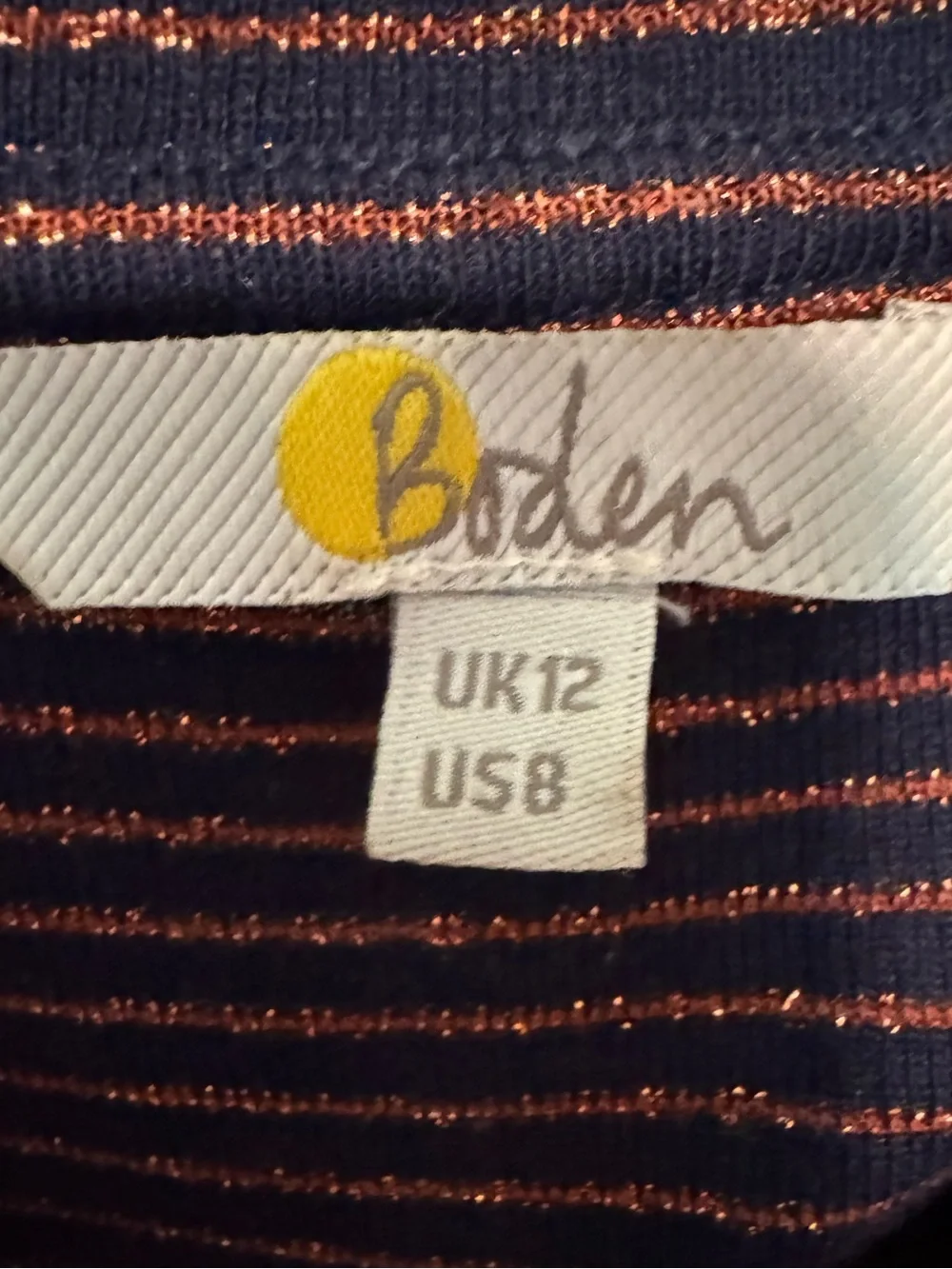 Boden Metallic Stripe Puff Sleeve Top | Size 8 | EUC